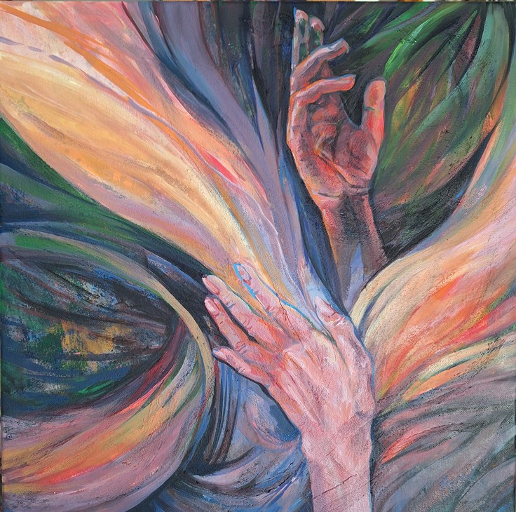 Dotek proměny, olej, 50x50 cm