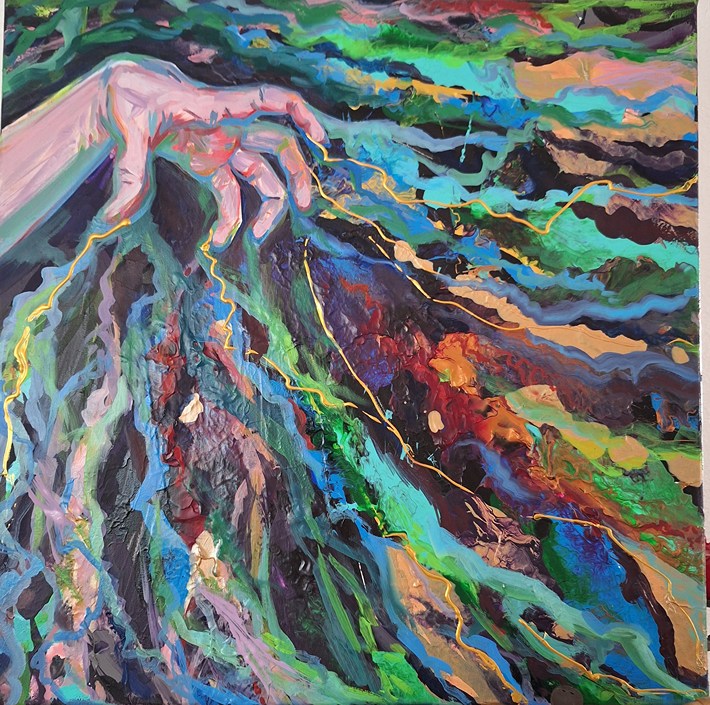 Protože smím, olej, akryl, 50x50 cm