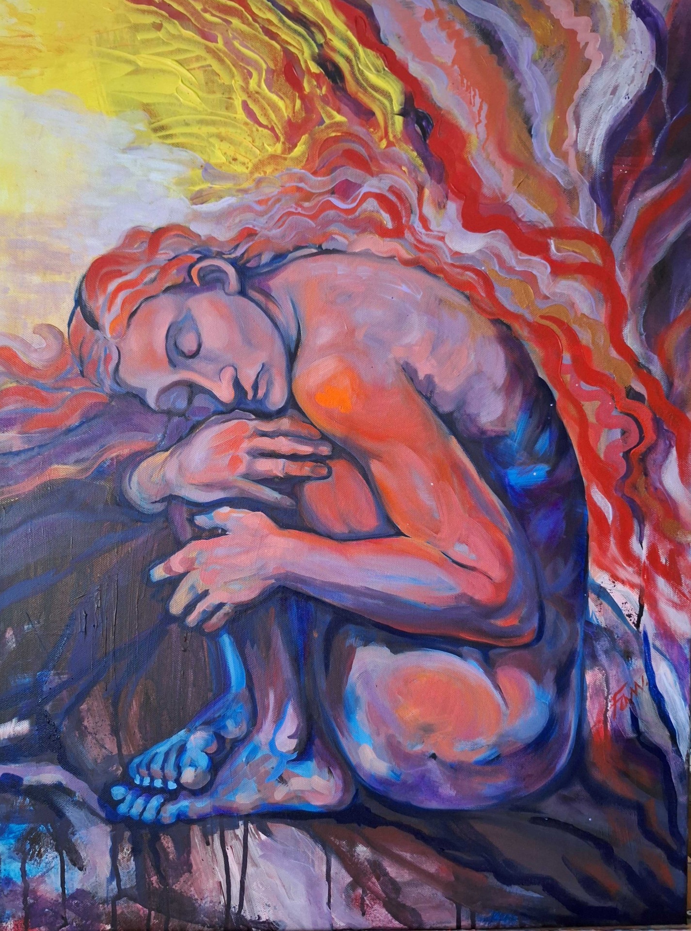 Schoulená, akryl, olej, 60x80 cm