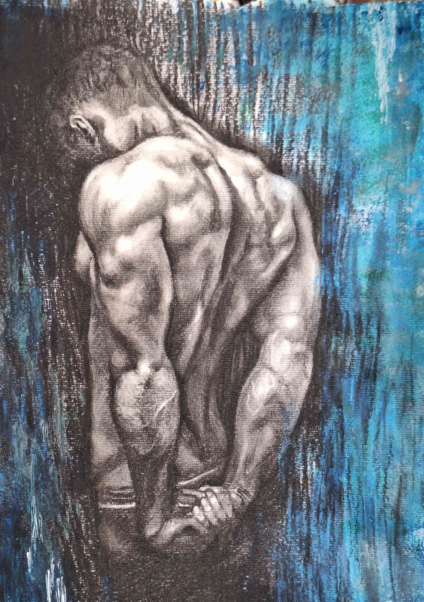 Nechci, přírodní úhel, akryl, 43x53 cm