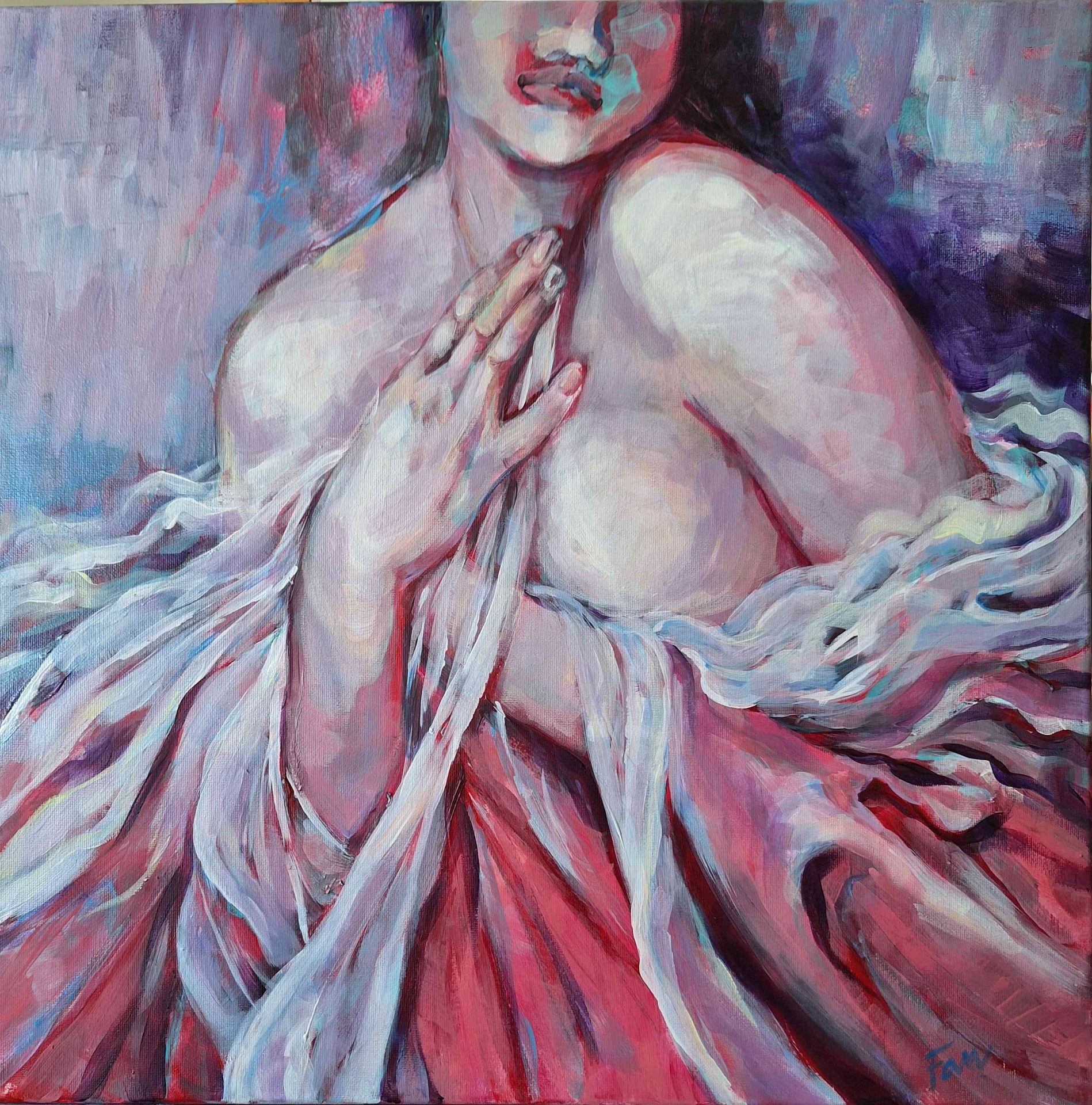 Dotek něhy, akryl, 50x50 cm