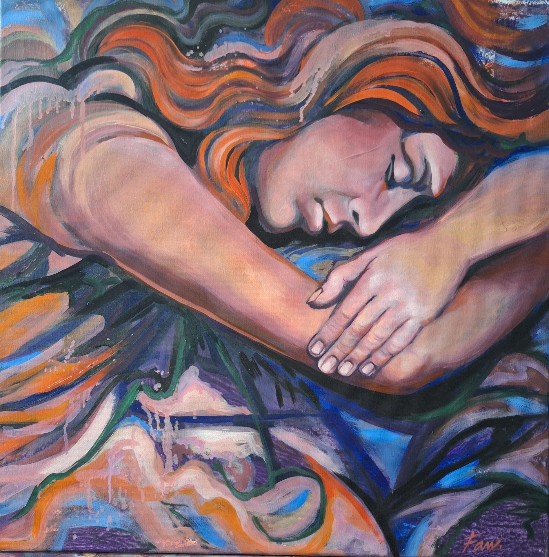 Snění, olej, 50x50 cm